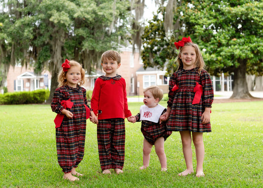 Green And Red Plaid Square Collar Bubble