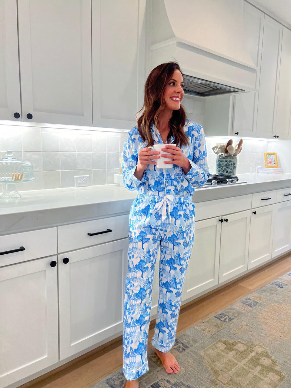 Ladies Blue Pagoda Knit Pajamas Cecil and Lou