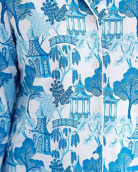Ladies Blue Pagoda Knit Pajamas Cecil and Lou