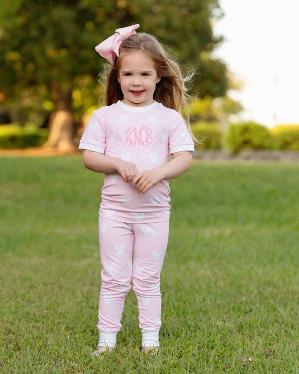 Pink And White Mouse Ears Knit Pajamas