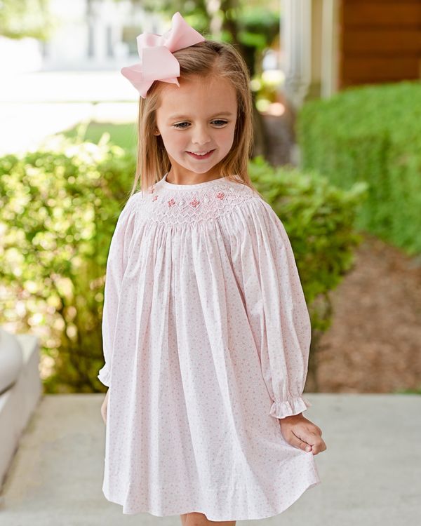 Pink Petite Floral Smocked Dress