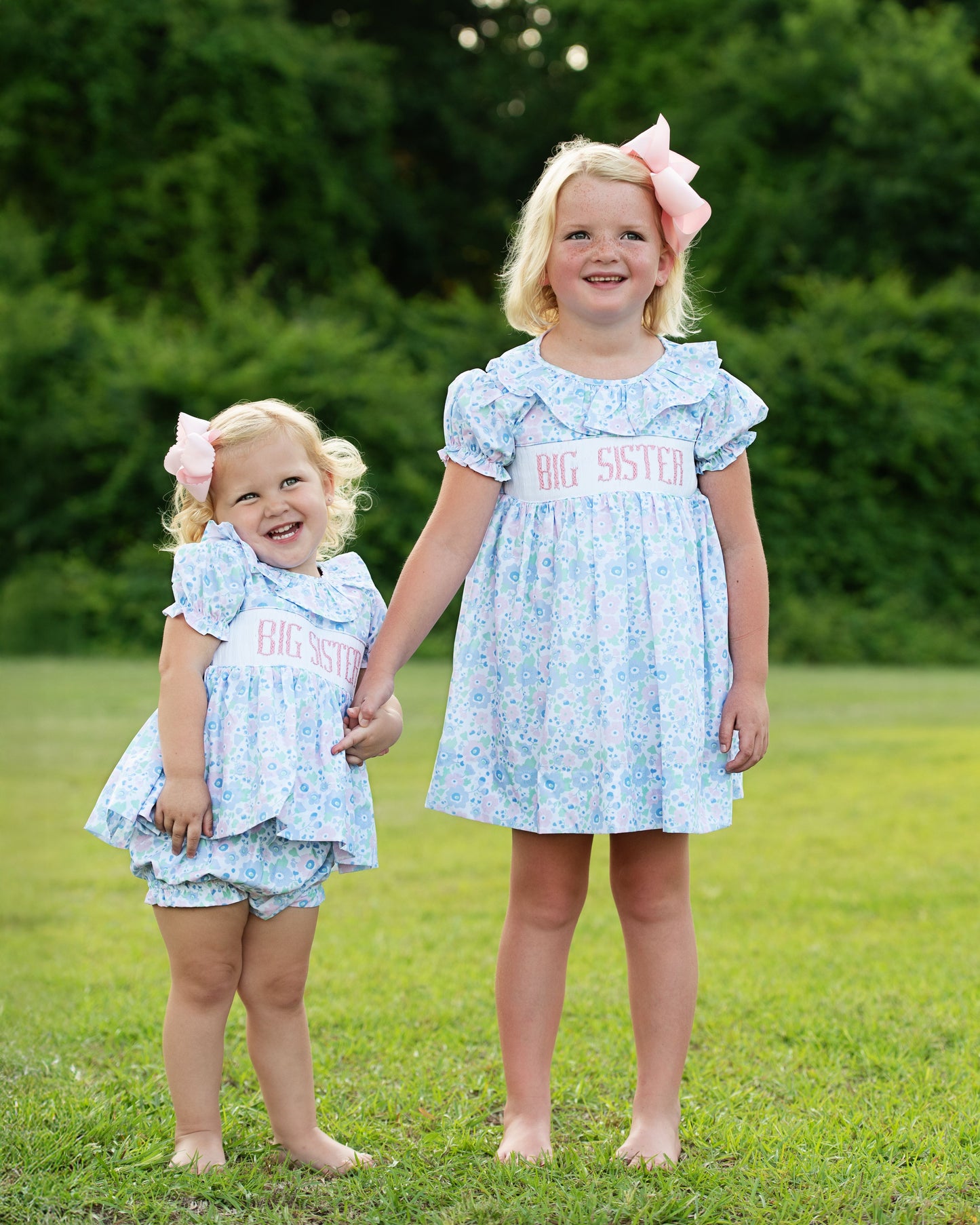 Floral Smocked Big Sister Diaper Set