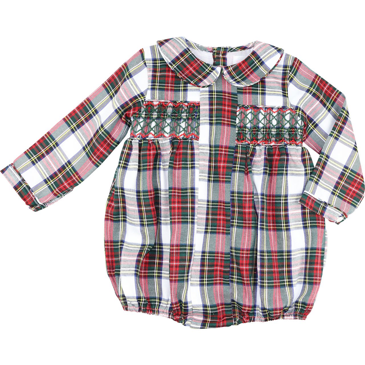 Holiday Tartan Plaid Smocked Bubble
