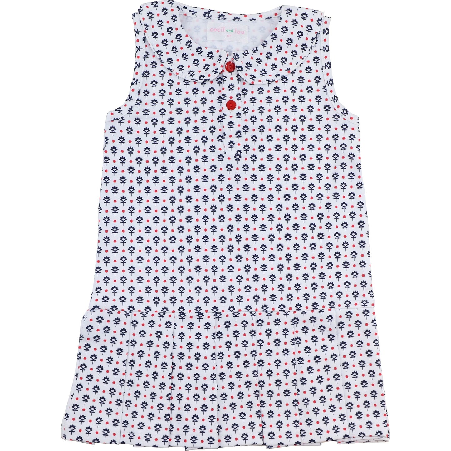 Navy And Red Floral Sloane Tennis Dress