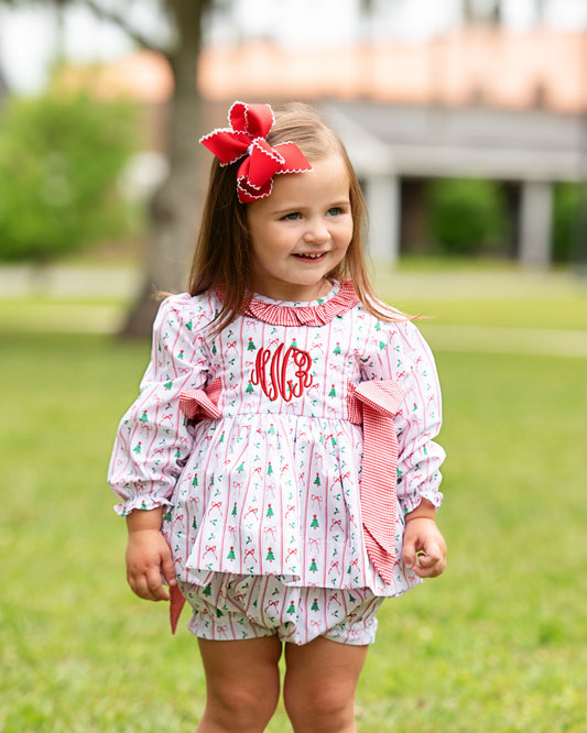 Bow And Christmas Tree Diaper Set