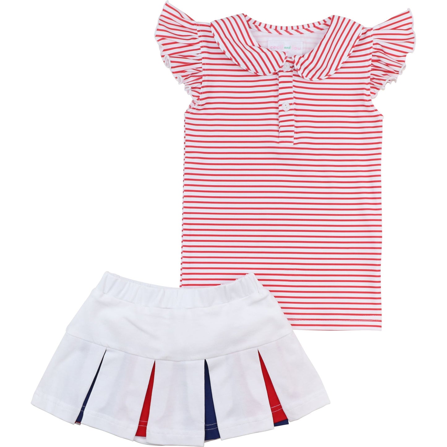 Red Striped Charlotte Tennis Skirt Set