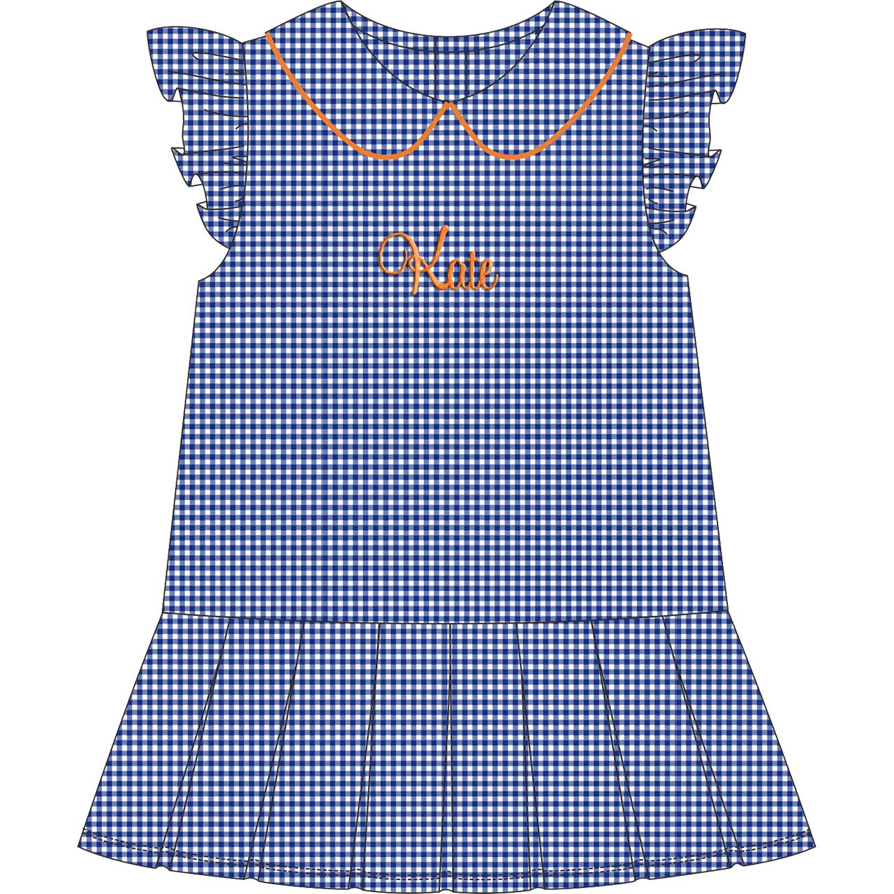 Blue Knit Gingham Tennis Dress