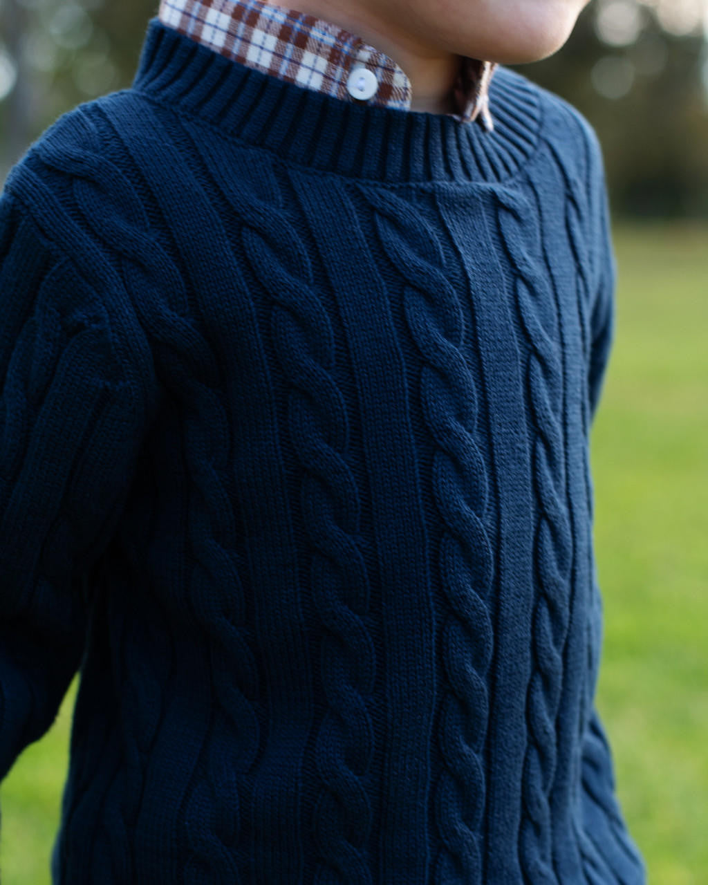 Navy Cable Knit Sweater Cecil and Lou