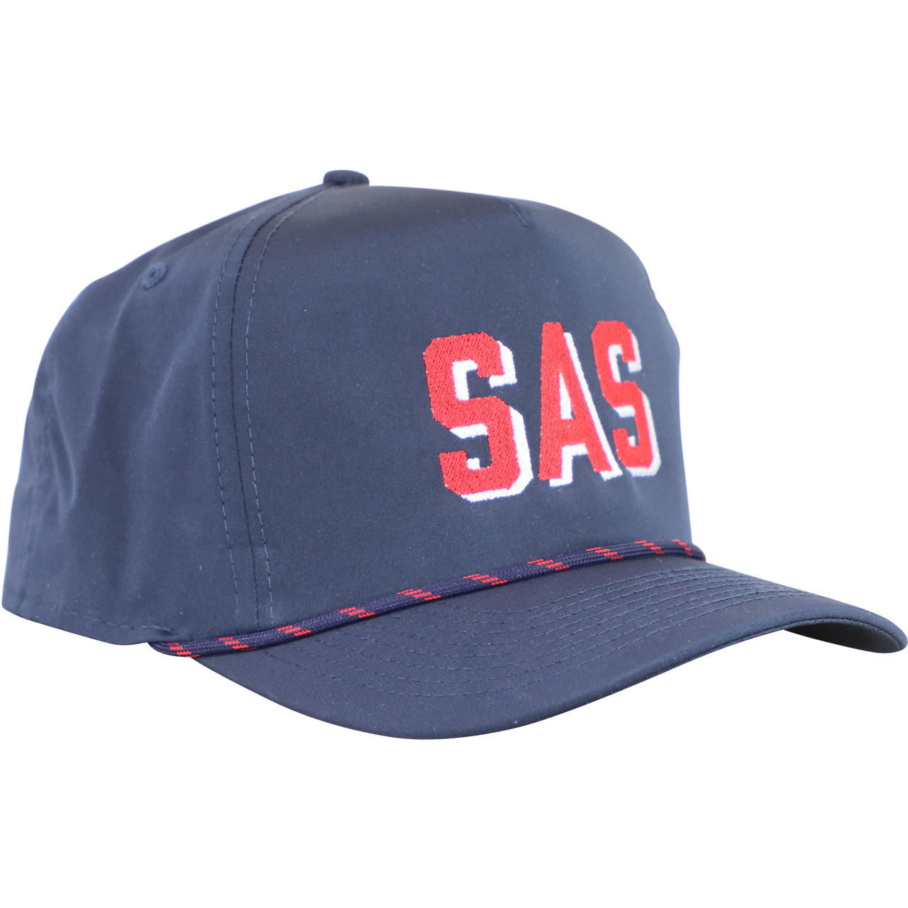 Navy Junior Fit Adjustable Hat With Navy And Red Trim Monogram