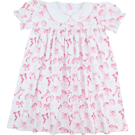 Pink Knit Football And Bow Dress