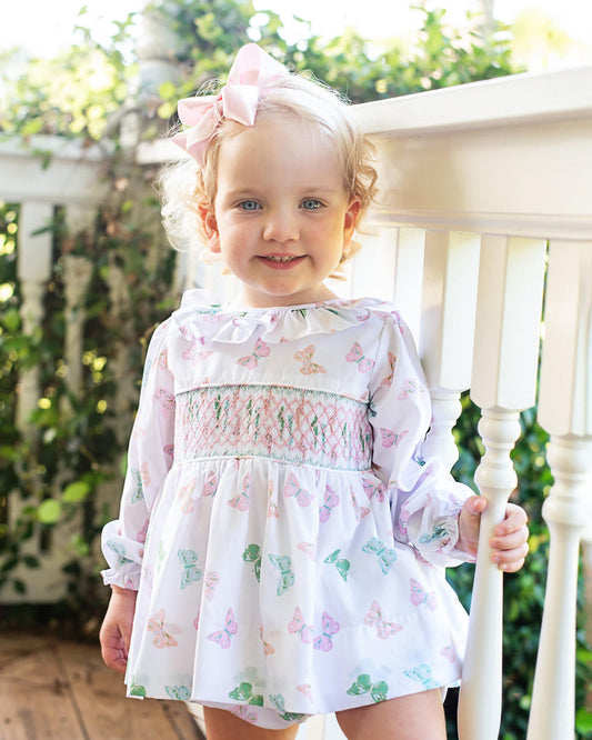 Pastel Butterfly Smocked Bloomer Set Smocked Threads