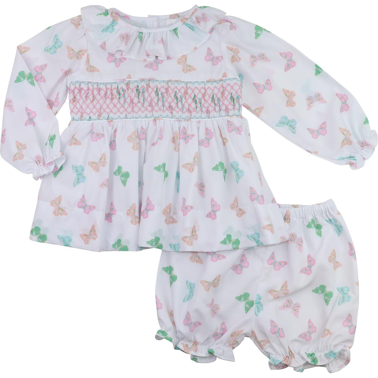 Pastel Butterfly Smocked Bloomer Set Smocked Threads