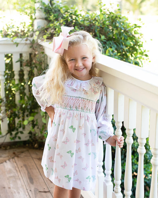 Pastel Butterfly Smocked Dress Smocked Threads