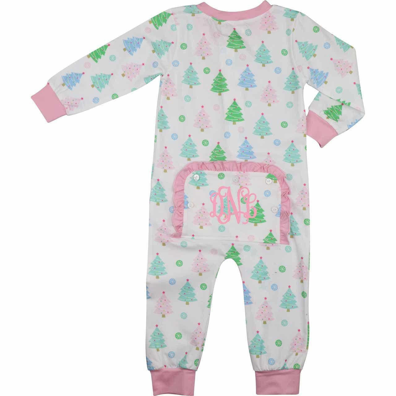 Pastel Knit Christmas Tree Zipper Pajamas - Shipping Mid October Monogram