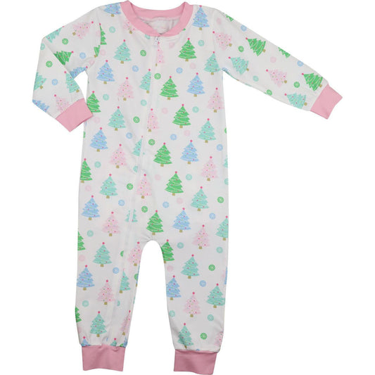 Pastel Knit Christmas Tree Zipper Pajamas - Shipping Mid October Monogram