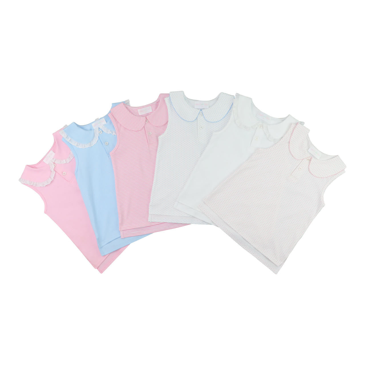 Pink Eyelet Sleeveless Knit Peter Pan Shirt - Shipping Early May Smocked Threads