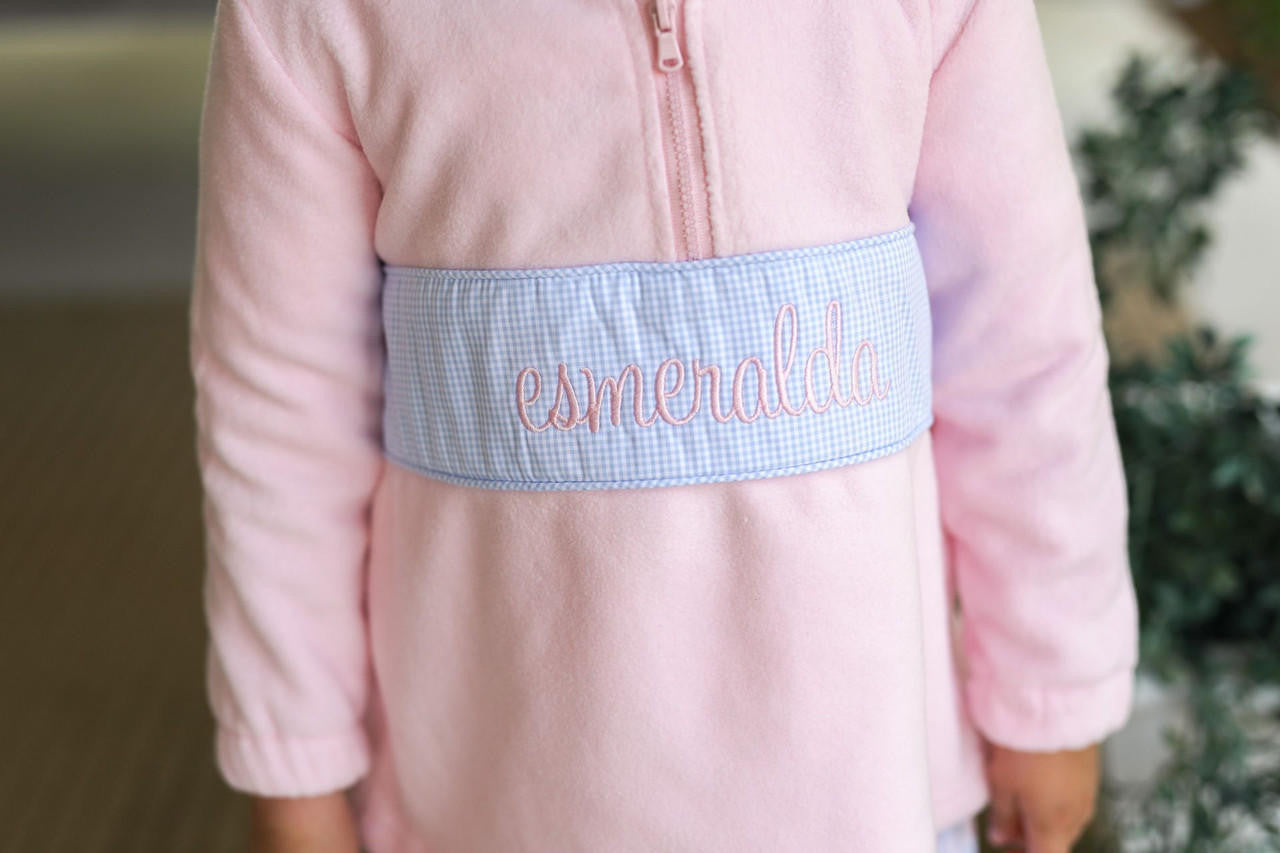 Pink Fleece Pullover - Shipping Late September Monogram - Cecil and Lou