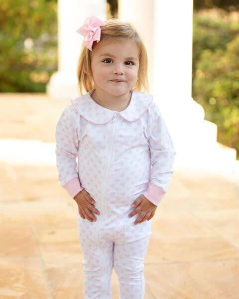 Pink Knit Heart Zipper Pajamas Eliza James Kids
