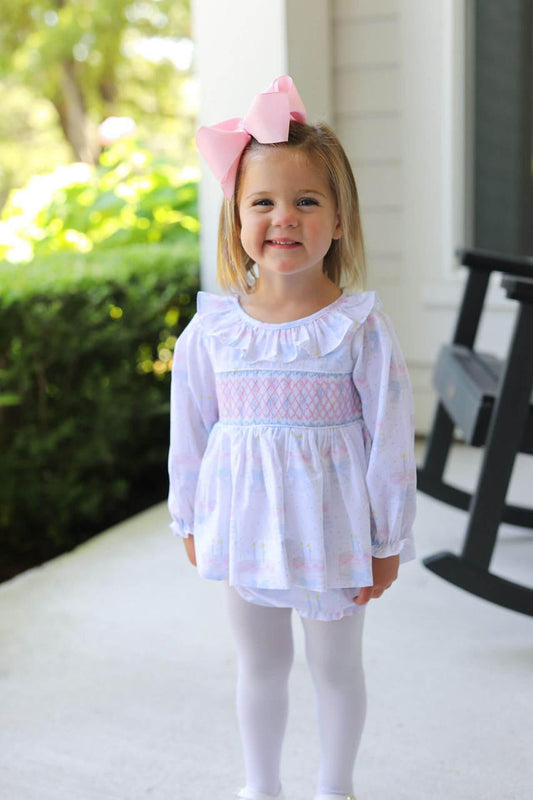 Pink Smocked Birthday Cake Diaper Set Smocked Threads