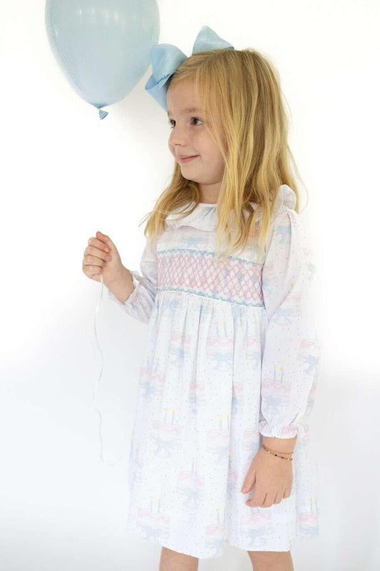 Pink Smocked Birthday Cake Dress Smocked Threads
