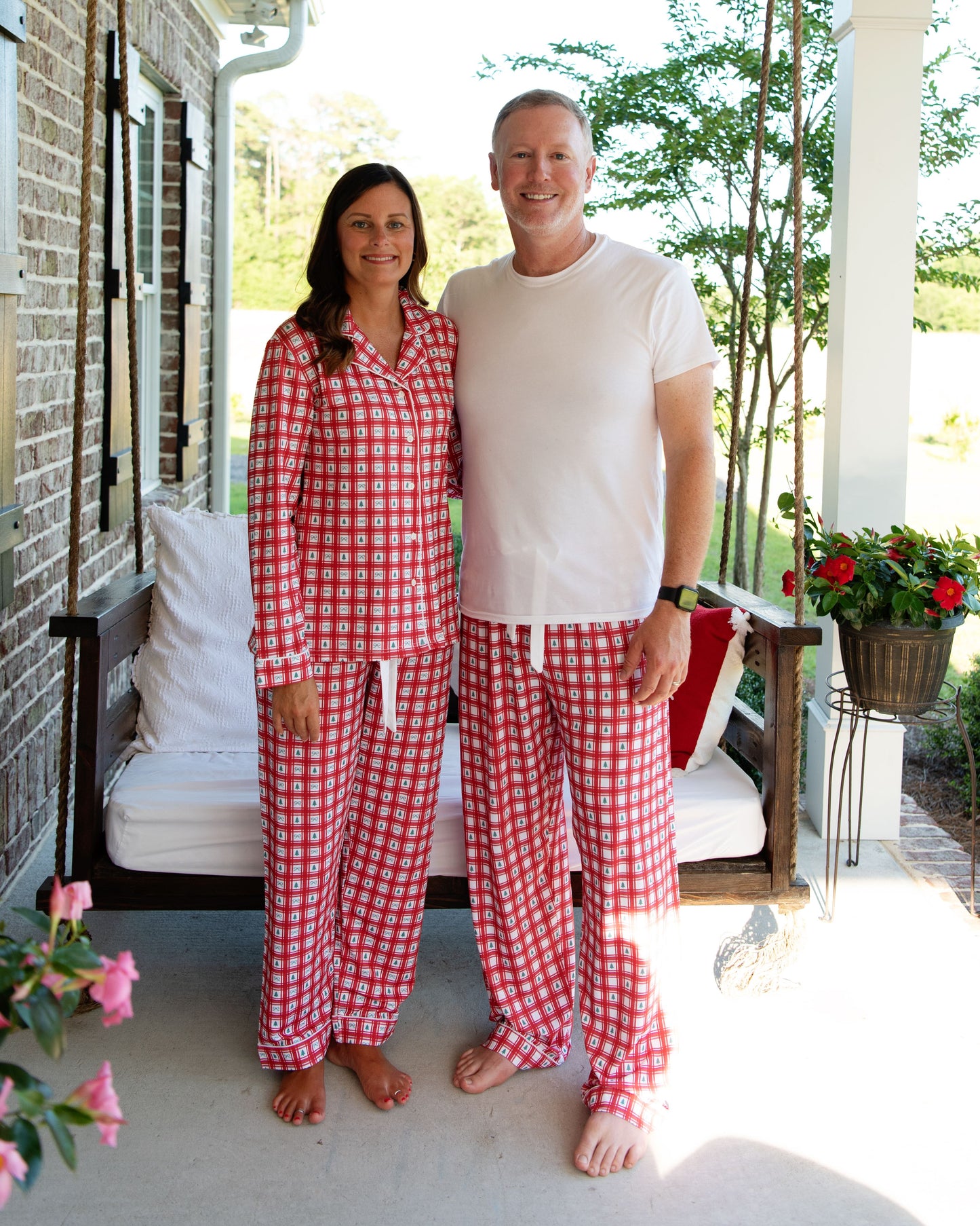 Women's Red Check Christmas Tree Pajamas