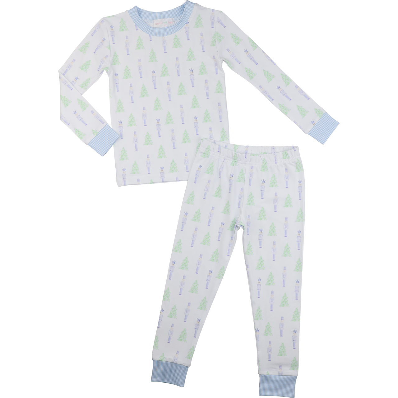 Blue And Green Knit Nutcracker And Christmas Tree Pajamas