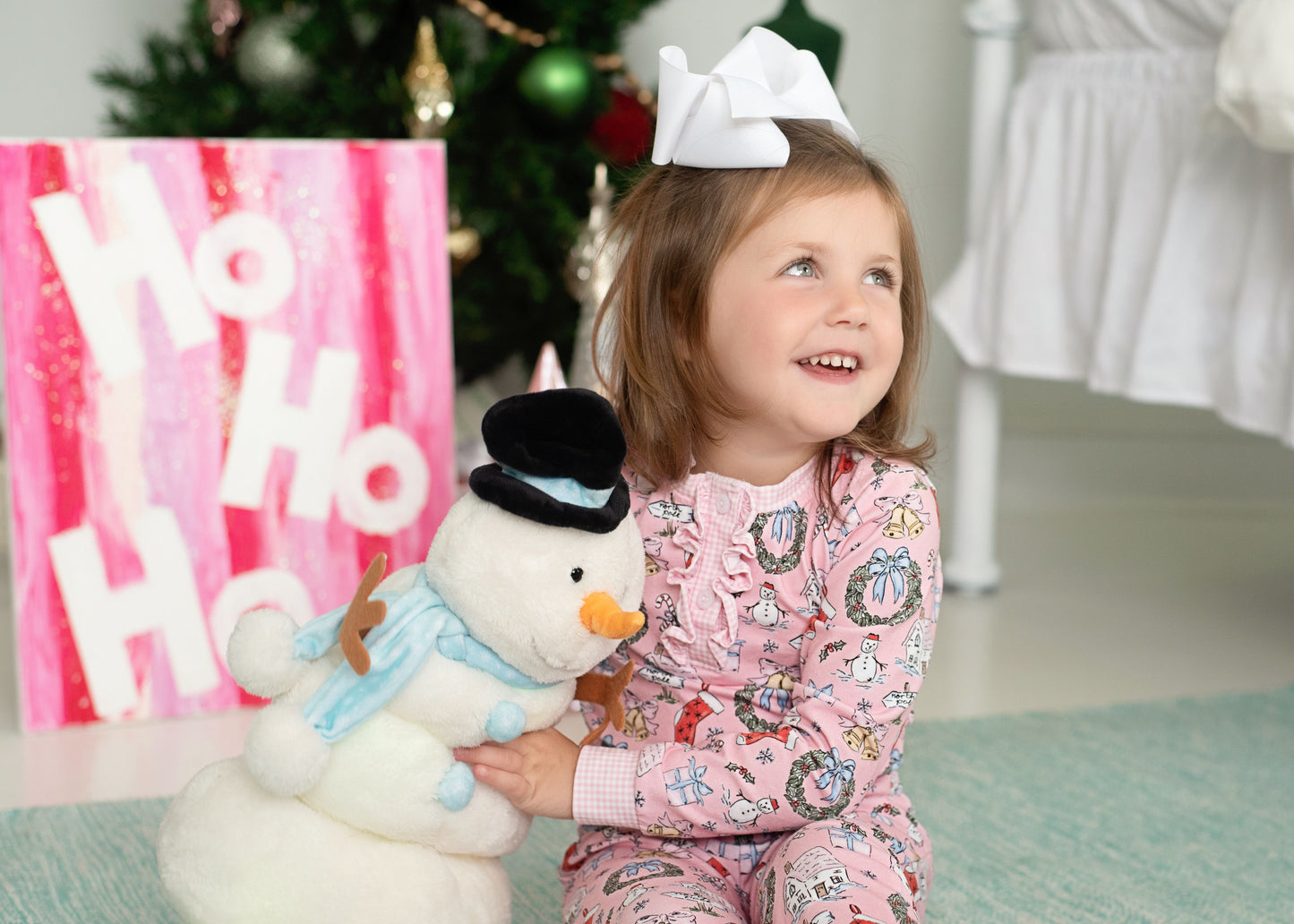 Pink Knit Christmas Print Pajamas