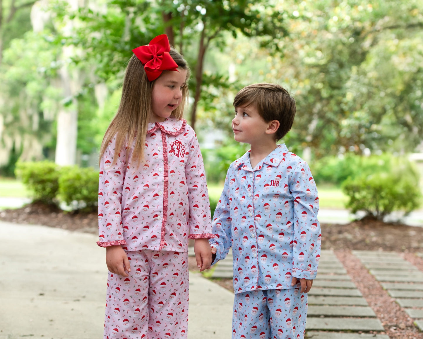 Blue Santa And Candy Cane Pajamas