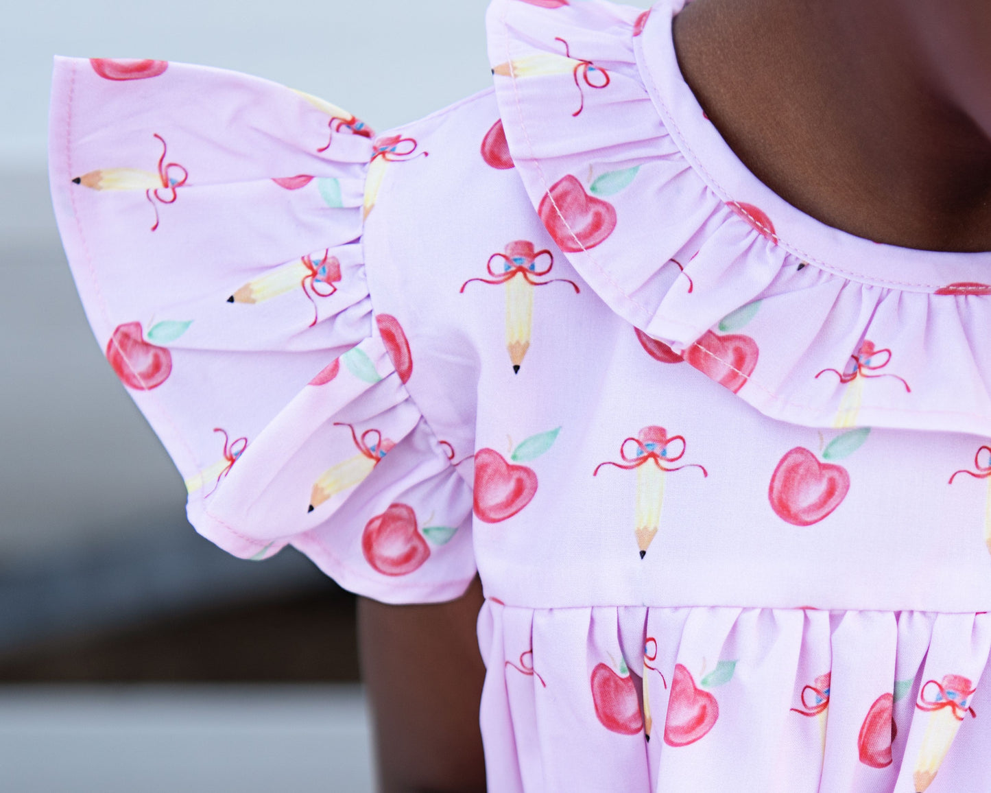 Pink Apple And Pencil Diaper Set