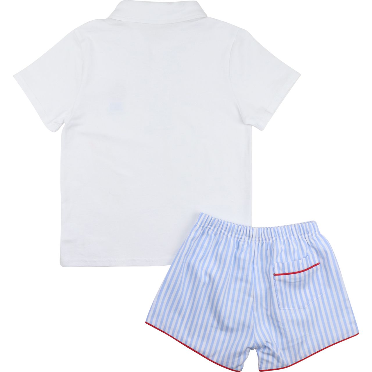 Blue Striped Apple Polo Short Set
