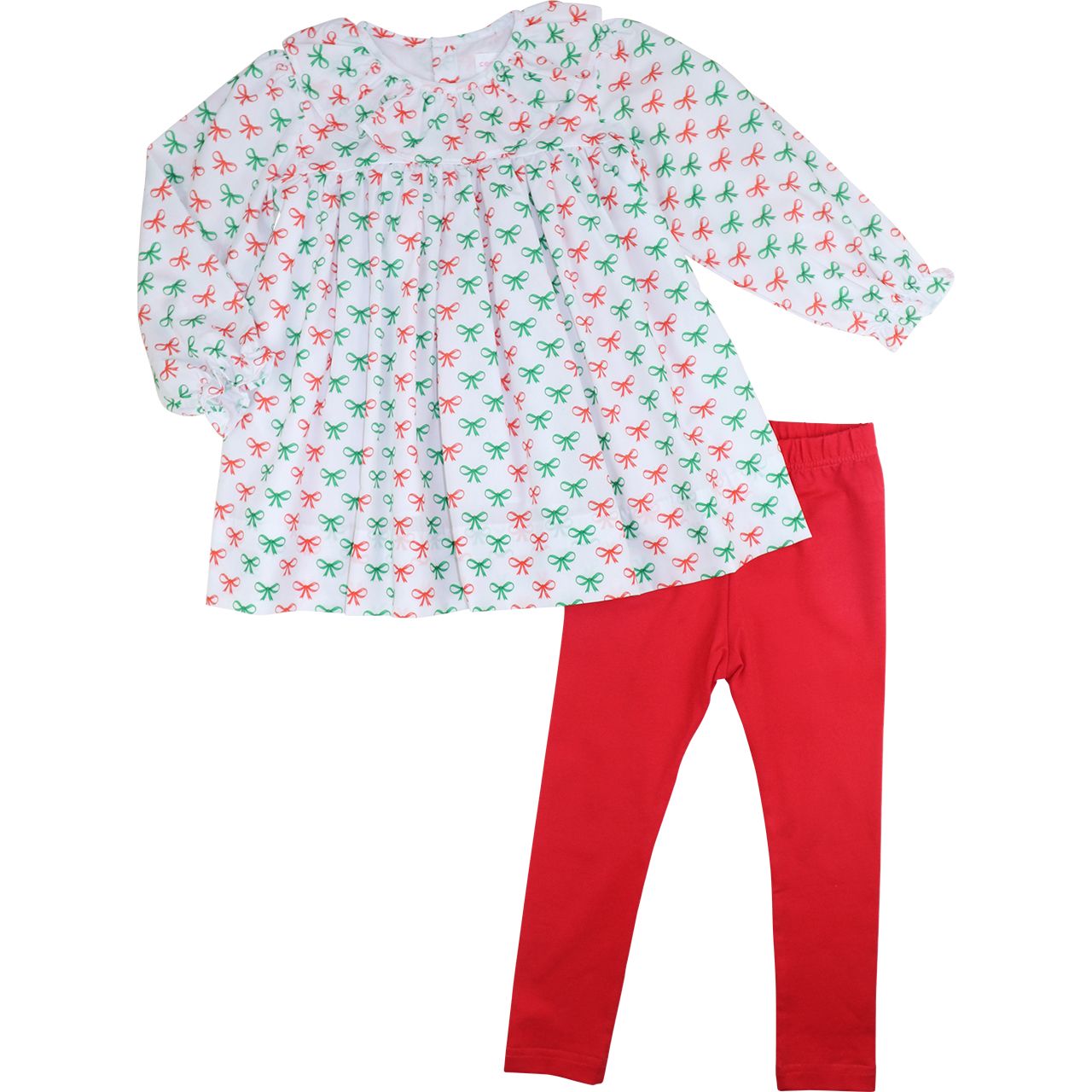 Red And Green Holiday Bow Legging Set