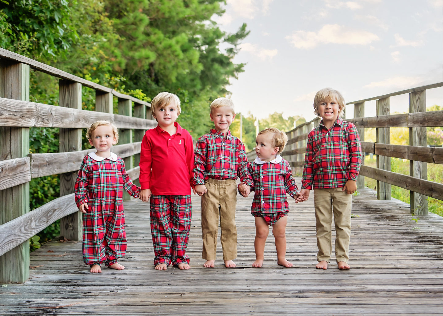 Red Christmas Plaid Polo Pant Set