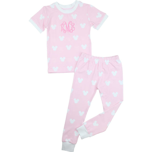 Pink And White Mouse Ears Knit Pajamas