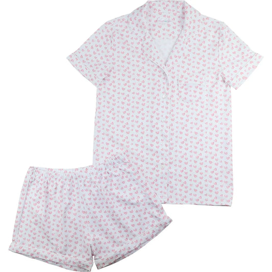 Women's Pink Heart Knit Pajama Set