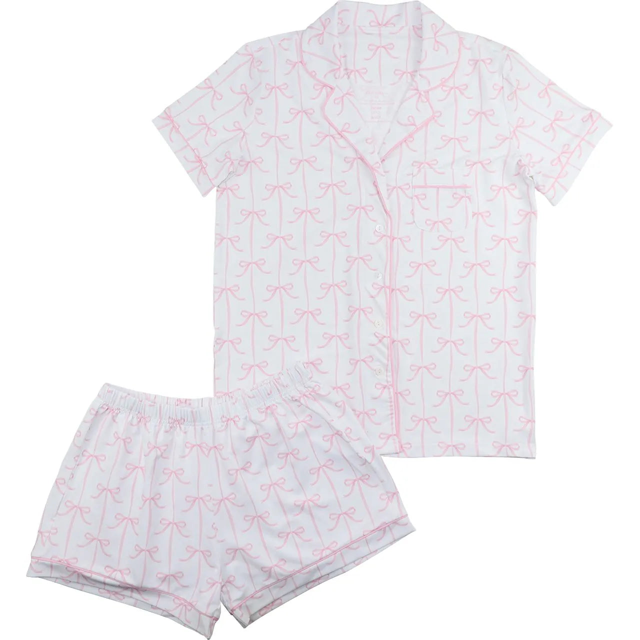 Women's Pink Ribbon and Bow Knit Pajama Set