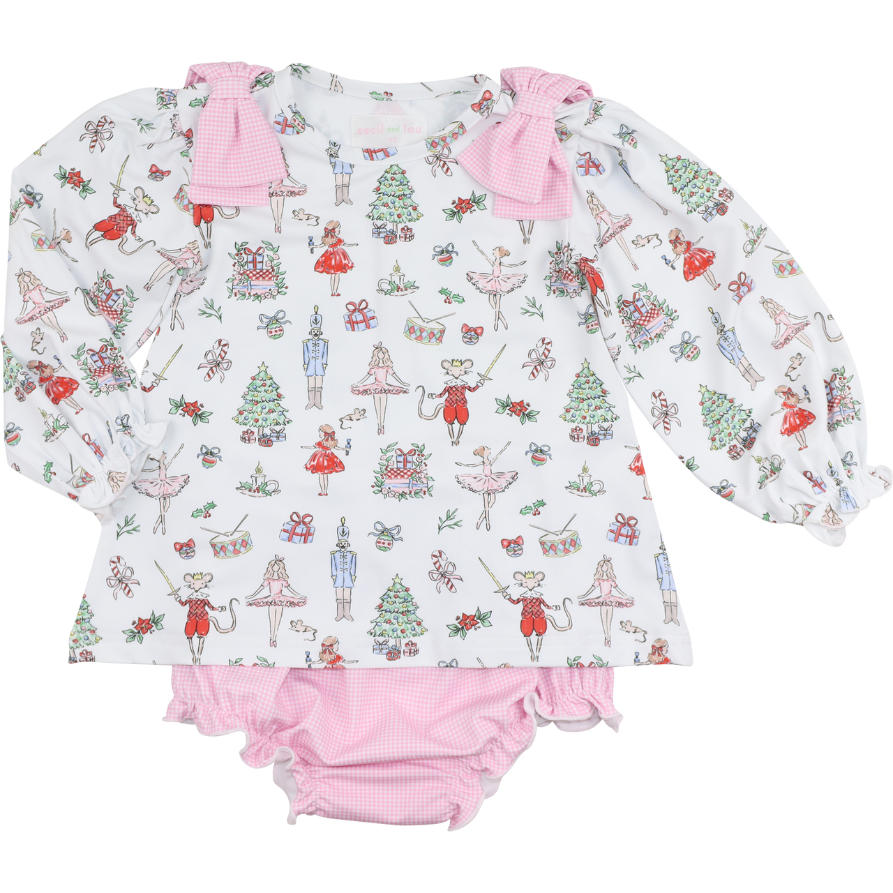 Nutcracker Ballet Knit Bow Diaper Set