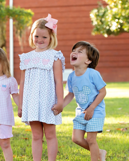 Pink Knit Rose Bud Mouse Ears Dress
