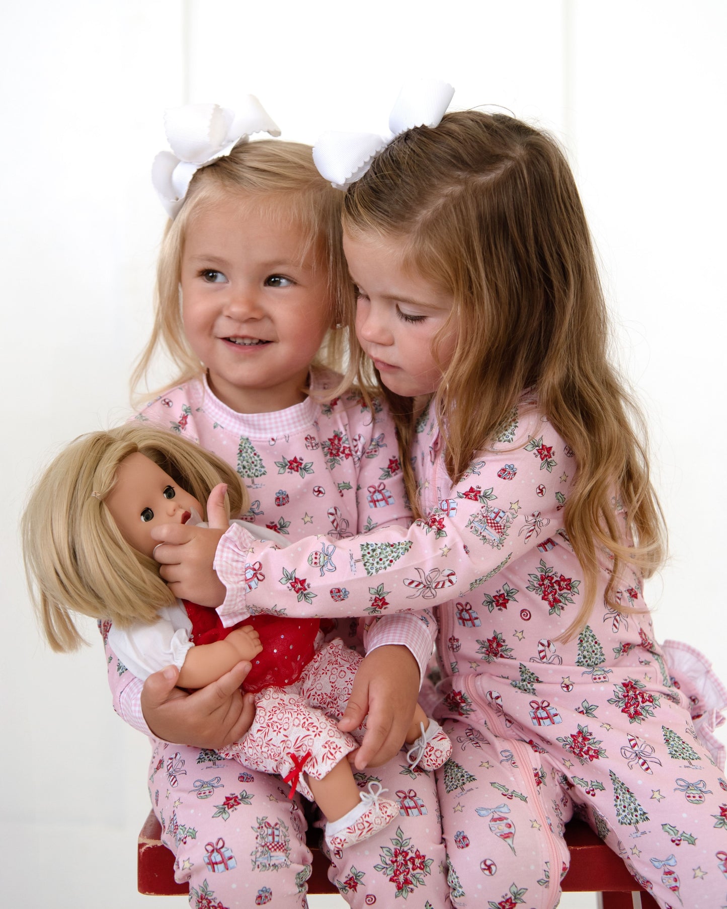 Pink Knit Christmas Print Pajamas