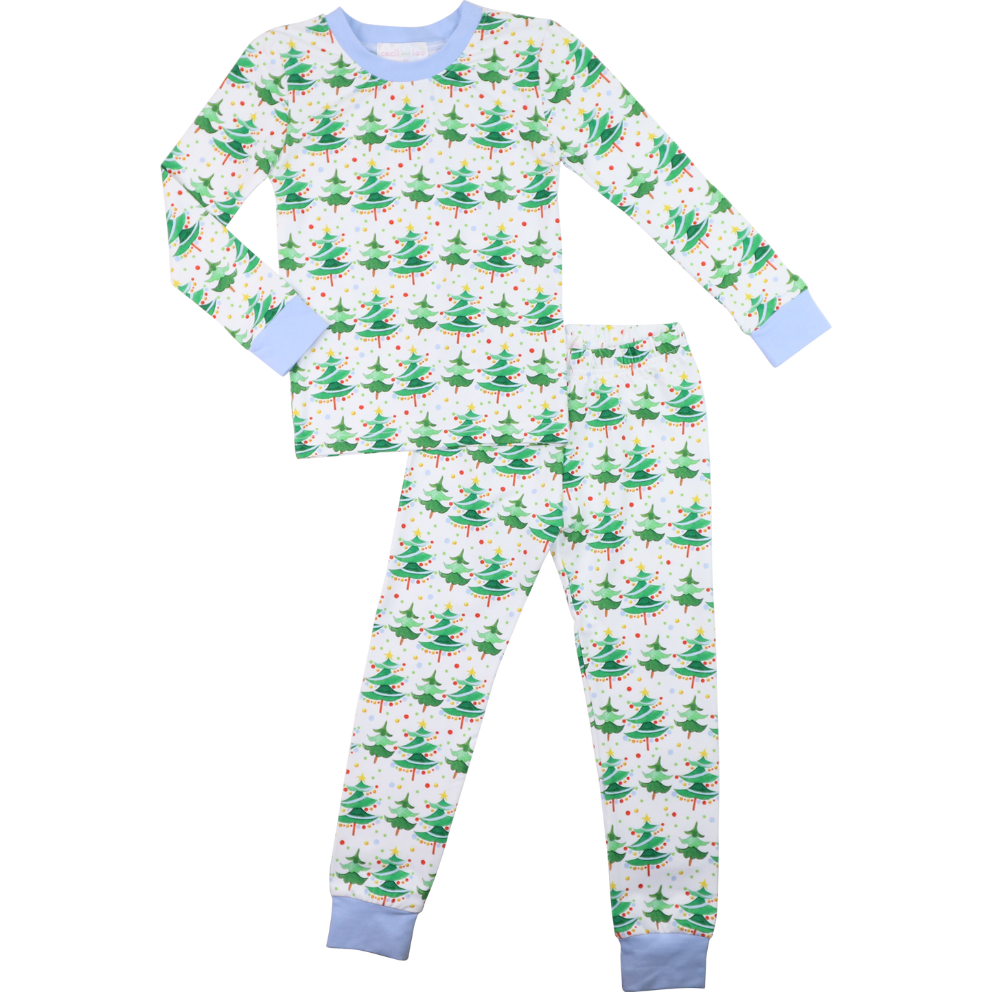 Blue And Green Knit Christmas Tree Pajamas
