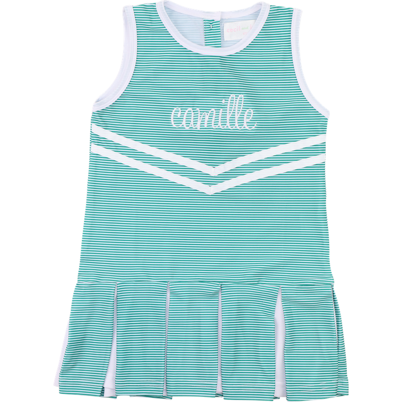 Green Striped Lycra Tennis/Cheer Dress - Cecil & Lou Green Striped Lycra Tennis/Cheer Dress - Cecil & Lou