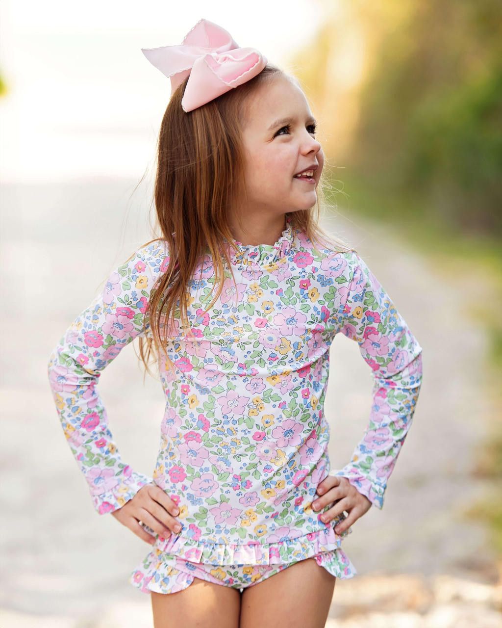 Floral Lycra Rashguard Swimsuit Set