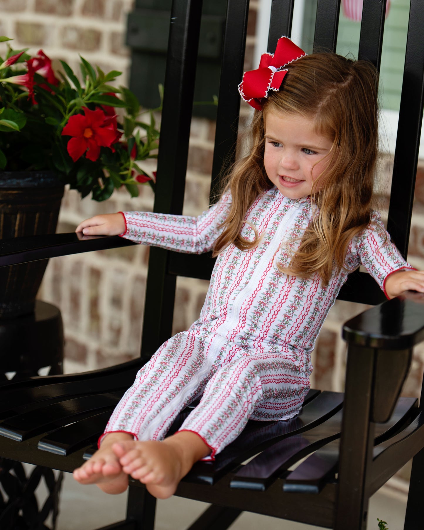 Red And Green Knit Holiday Garland Zipper Pajamas