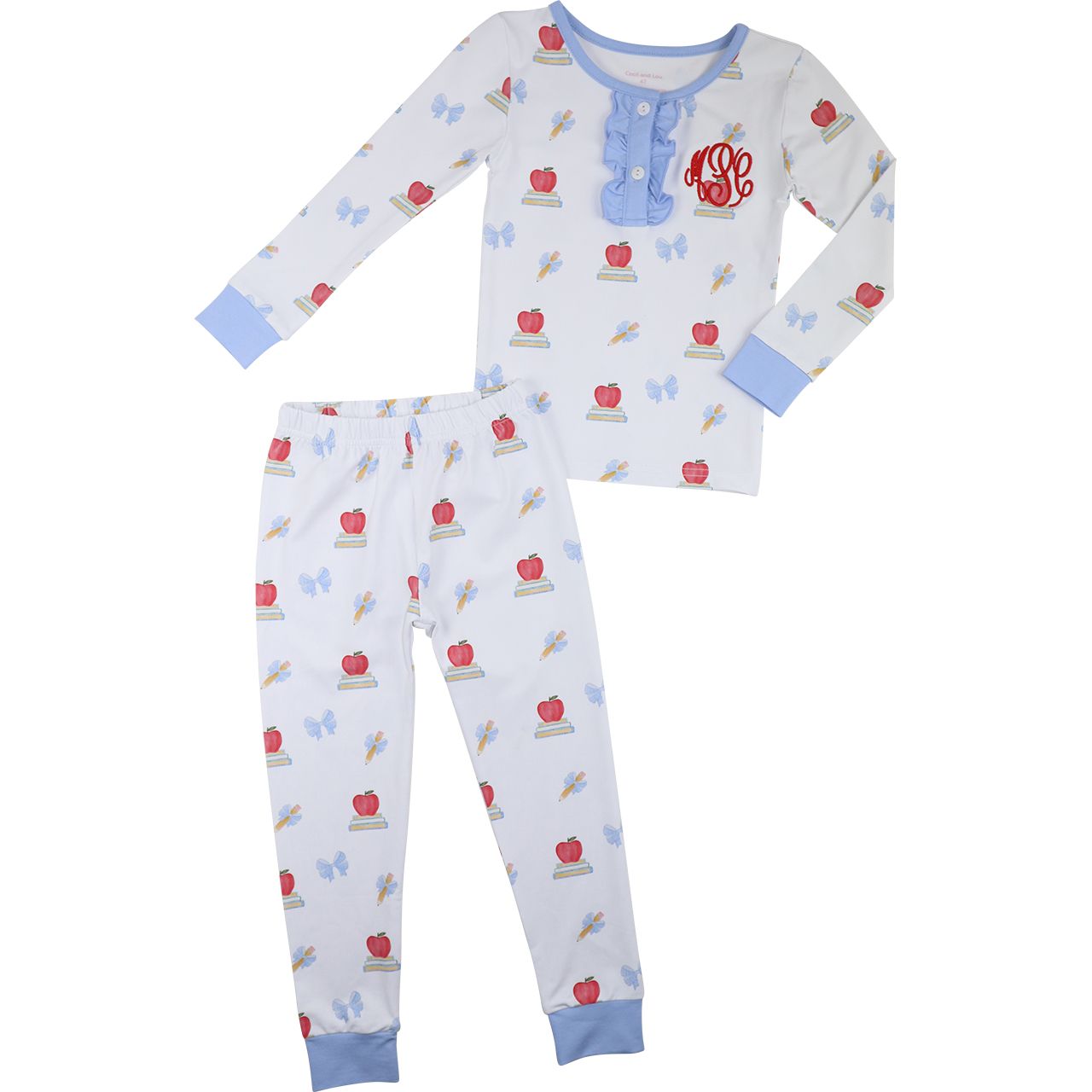 Girls Books And Apples Knit Pajamas