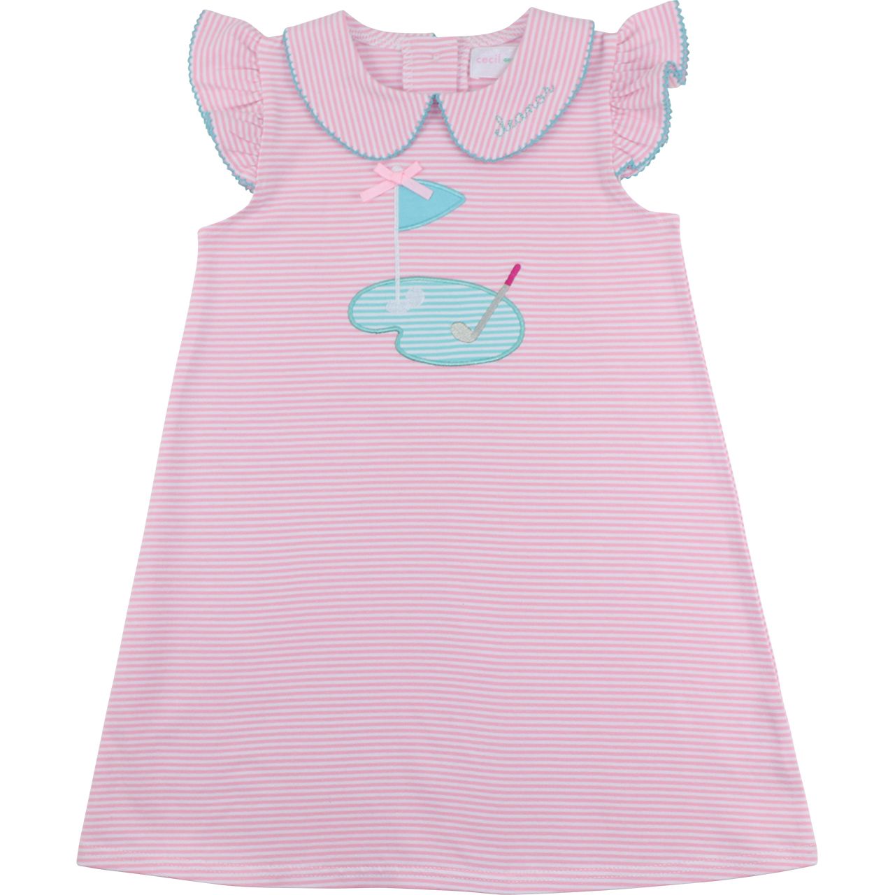 Pink Stripe Knit Applique Golf Dress Size 2T Pink Stripe Knit Applique Golf Dress Size 2T
