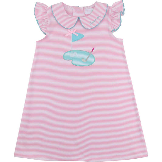 Pink Stripe Knit Applique Golf Dress