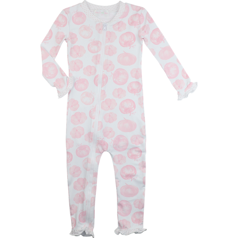 zipper pajama with pink pumpkin pattern on a white background 1