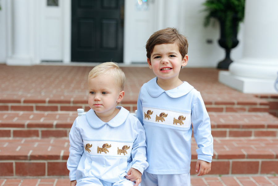 Boutique boys clothing from Cecil & Lou including smocked outfits, jon jons, rompers, and short sets