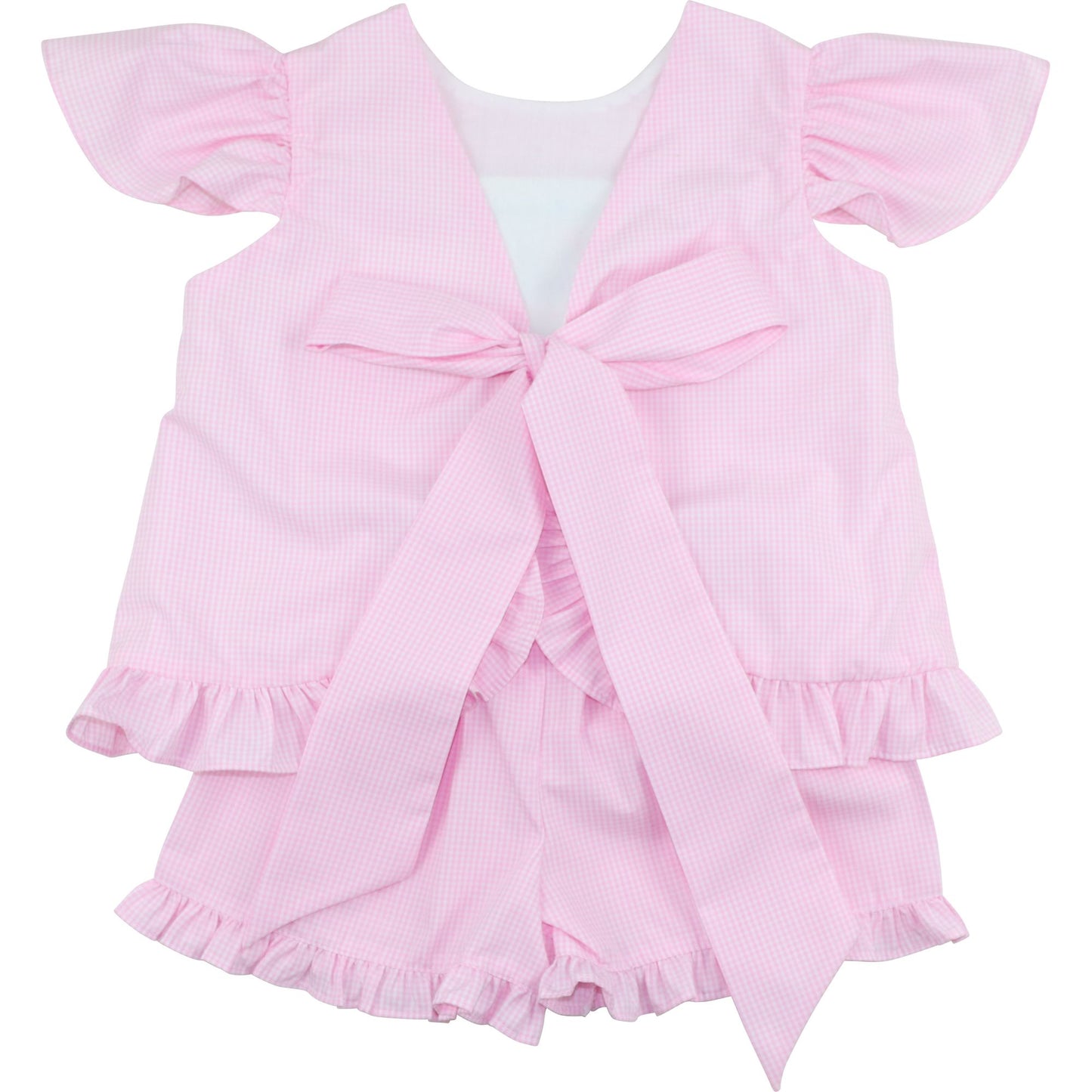 Pink Gingham Smocked Golf Short Set