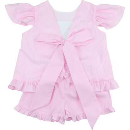Pink Gingham Smocked Golf Short Set