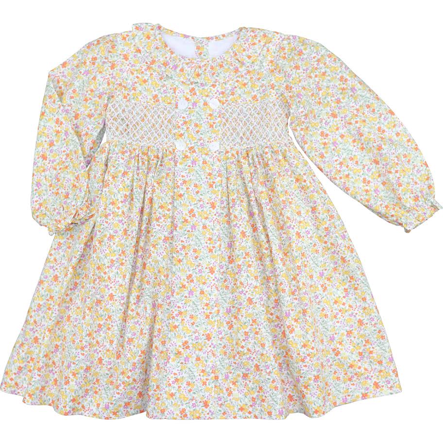 Fall Floral Smocked Dress